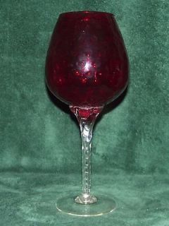   Goblet ruby blood cranberry red crystal stem glass candle holder