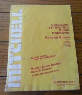 Mitchell Collision Estimating Guide Domestic General Motors Dec 1987 