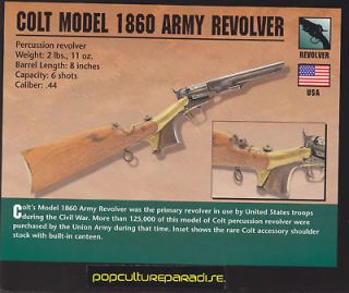 COLT MODEL 1860 ARMY REVOLVER US Gun Firearm ATLAS CARD