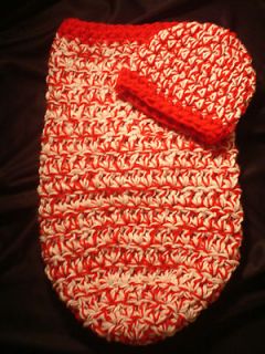 Cocoon Pod Hat Set Newborn Baby Photo Prop Holiday Christmas Crochet 