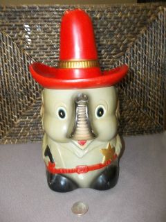 Elephant sherriff figurine cookie jar western hat lid ceramic