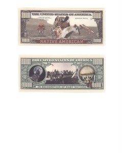 Mil Dollars Native American Bill Note 2for$1.25 money