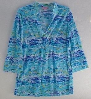 New Lilly Pulitzer S 4 6 Costa Tunic Slubby Jersey Top Printed High 