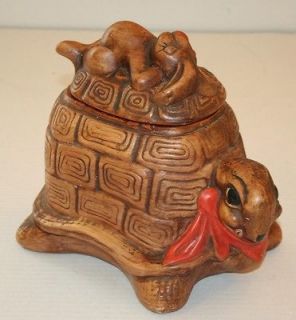 Vintage Tortoise & Hare Ceramic Cookie Jar Handpainted