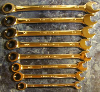   8pc SAE FULLY POLISHED RATCHETING Wrenches Combination Hand Tools Lot