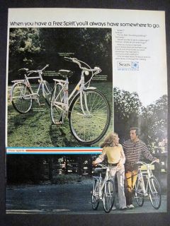1973 Vintage  Free Spirit Bicycle Couple Biking Ad