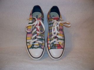 CONVERSE ALL STAR LACE UP SHOES NEW MULTI COLORED PLAID WHITE LACES 