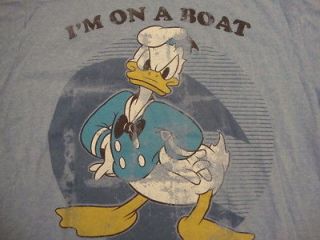 Walt Disney Daffy Duck Im on a Boat Distressed Blue Graphic Print T 