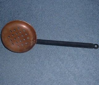 Vintage COPPER STRAINER nut roaster SIFTER rustic iron