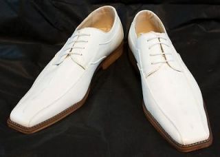 New Bolano White Mens Dress shoes Laceup faux leather. HN897 007