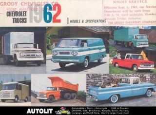 1962 Chevrolet Truck Models & Specifications Brochure