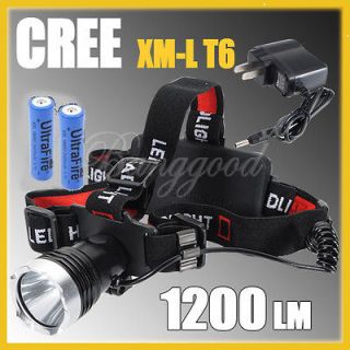 CREE XM L T6 LED 1200LM Headlamp Headlight Head Torch + 2X 18650 