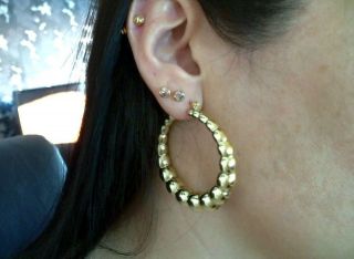   effect gold or silver tone acrylic creole style hoop earrings 4.5cm