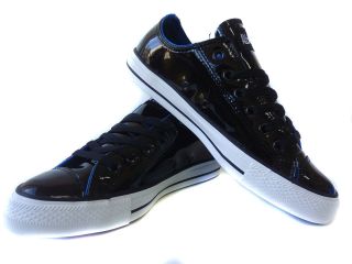 NEW UNISEX CONVERSE AS OX ALL STAR BLACK/SKYDIVER LOW PATENT TRAINERS 