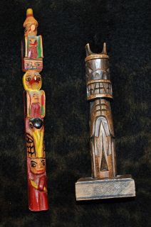   Two Old NW Coast Wood Totem Poles from the Trader Bob Estate 9 & 7