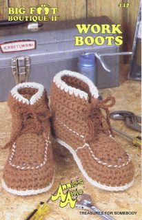   Crochet Pattern Work Boots for Adults & Children   7 Sizes SLIPPERS