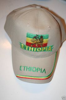 ETHIOPIA BEIGE LION OF JUDAH COUNTRY FLAG HAT CAP NEW