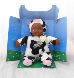 Baby Doll Plush Black Sings Hey Diddle Diddle soft vinyl face Cow 