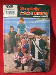 Costume pattern Child S M L 7965 Peter Pan pirate Captain Hook 