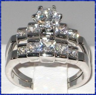 65 Ct. Cubic Zirconia Platinum EP Bridal Engagement Wedding Ring Set 