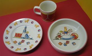 Tiffany & Co 3 Piece Childs Set, Dish, Bowl and Cup, Tiffany Toys 
