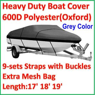 Heavy Duty Trailerable FISHING/SKI/BOAT COVER V Hull 17 18 19 beam 