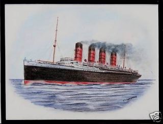 Original Art Work  ss LUSITANIA ocean liner.Cunard Line