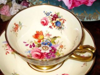   Stunning Hammersley ROSE FLORAL SIGNED YELLOW Tea Cup and Saucer