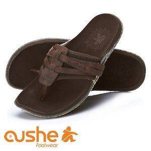Cushe Manuka Wrap Leather Mens Flip Flops   Old Brown