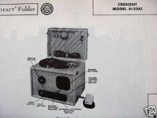 CRESCENT H 22A1 WIRE RECORDER PHOTOFACT