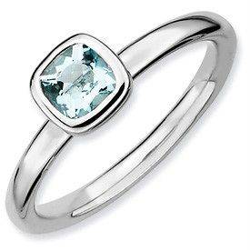   Expressions™ .925 Sterling Silver Cushion Cut Aquamarine Ring Size 8