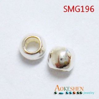 10pcs 3mm 1.8mm hole Genuine 925 Sterling Silver Loose Spacer Round 