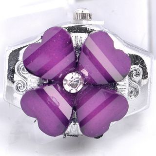   CHOICE Lady Elastic Mini Finger Ring Flower Crystal Quartz Watch