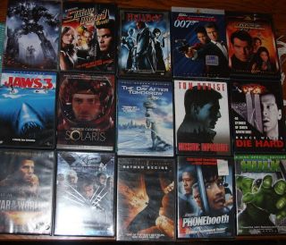 HUGE DVD LOT Cruise,Transformers, Jaws 3, Die Hard, Hellboy, Batman 