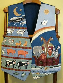 NOAHS ARK Tapestry Vest   Handmade Womens Reversible (Blue)   XL 