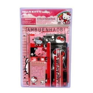 Hello Kitty School Supply Set Pencil Ruler Notebook Memo Pad Etc 