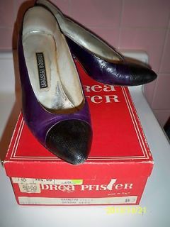 Vintage Andrea Pfister Purple Black Classic Pumps Heels Shoes 7 B w 