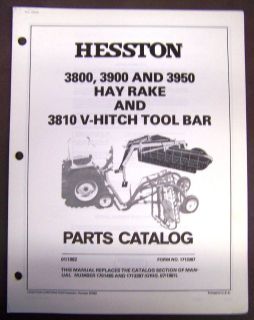Hesston Model 3800 3900 3950 Hay Rake Parts Catalog Manual