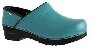 CLEARANCE SANITA Womens Professional Patent Closed Clogs Turquoise 