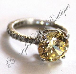   ASHES STERLING SILVER ROYAL ENGAGEMENT PALE CANARY CLEAR CZ RING NWT