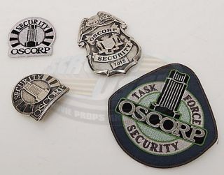 SPIDER MAN MOVIE PROP 4 OSCORP SECURITY BADGES AND PATCHES
