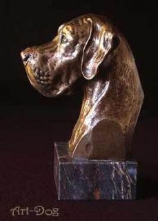 GREAT DANE UNCROPPED, on marble statue figurine sculpture head Cold 