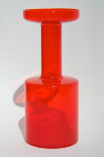   red glass vase nuutajarvi modern mid century finnish danish dansk jhq