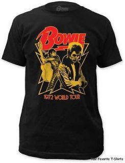 David Bowie 1972 World Tour Officially Licensed Adult Fitted Shirt S 