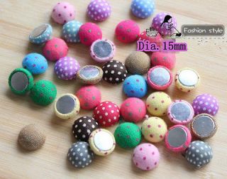 30Pcs Mixed Charms Dots Round flatback cloth covered Buttons 