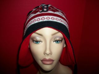 NEW Boston Red Sox Unisex Clothes OSFM Ear Flap Winter Hat POMPOM Cold 