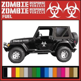 ZOMBIE RESPONSE VEHICLE Decal Kit / Stickers Jeep Wrangler Rubicon Bio 