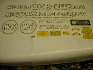 IHC Mc Cormick Deering W6 Tractor Decal Set