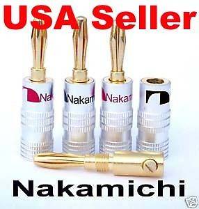 10 Nakamichi Speaker banana plug connector 24K Gold Plated USA 