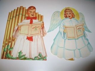   Litho Paper Choir Boy Angel Caroler Decorations 1950s Dennison